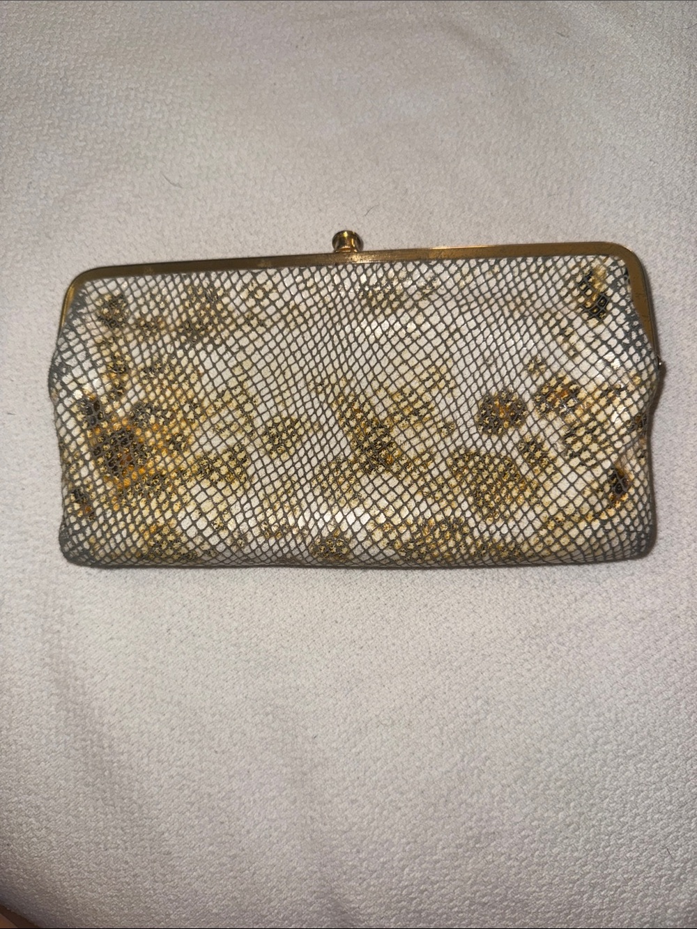 HOBO Gold Mesh Floral Evening Clutch